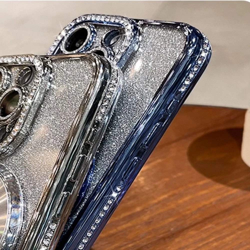 Blue Glitter iPhone 13pro Case with Ring Holder
